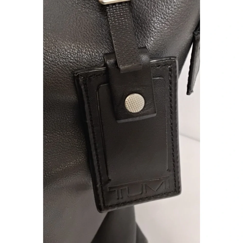 TUMI Leather Shoulder Bag Carry On Gray and Black Business Laptop Bag #J4521